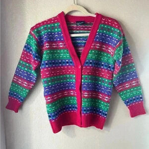 Silver Unicorn vintage button up sweater girls knit winter pink pattern kids